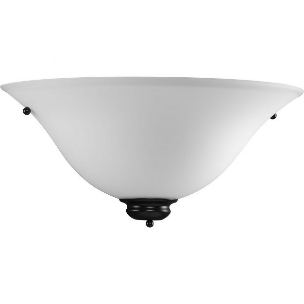 Progress Lighting Flared Cone Collection 1 light Wall Sconce Matte Black Etched Glass Ceramic Material