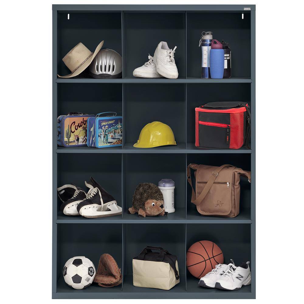 Sandusky Steel 12-Cube Organizer in Charcoal (66 in. H x 46 in. W x 18 in. D) IC00461866-02