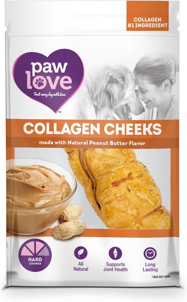 PawLove 5-in Peanut Butter Beef Collagen Cheeks Dog Treat