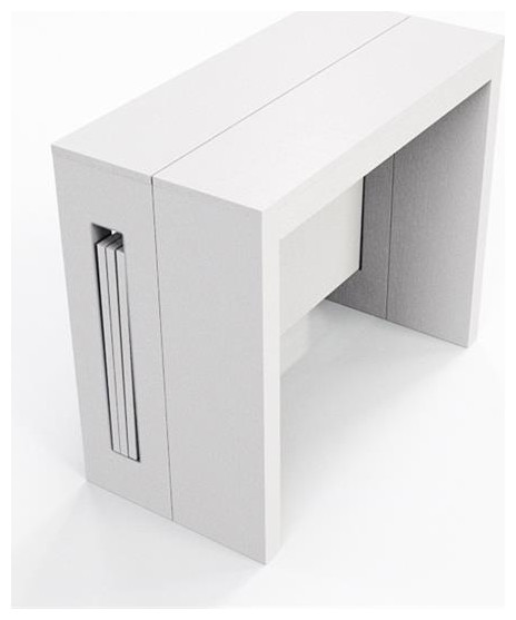 Modern Elasto Engineered Wood Italian Extendable Console Table in White   Transitional   Console Tables   by GwG Outlet  Houzz