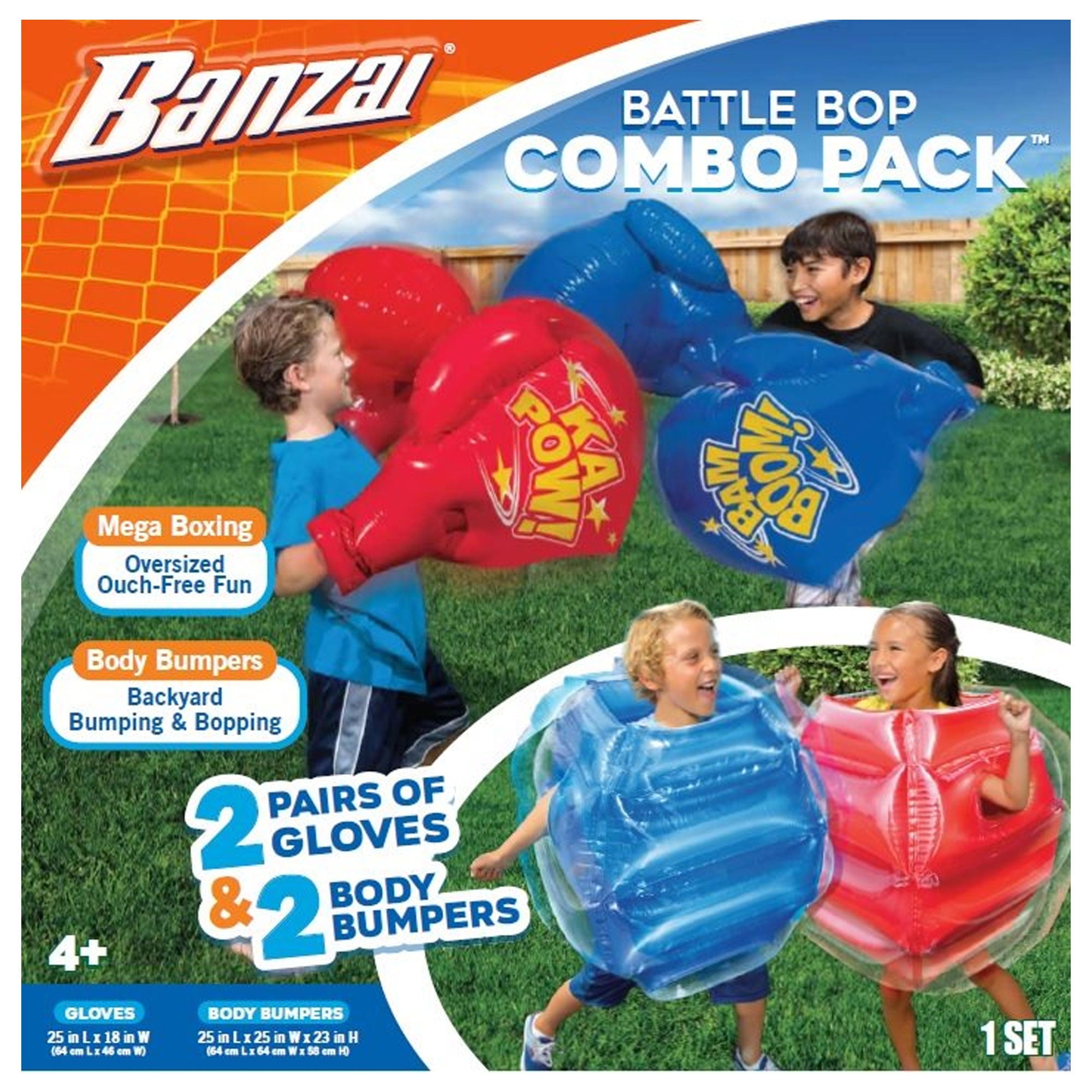 Banzai Battle Bop Combo Pack w/ Inflatable Gloves & Body Bumpers, 2 Pairs