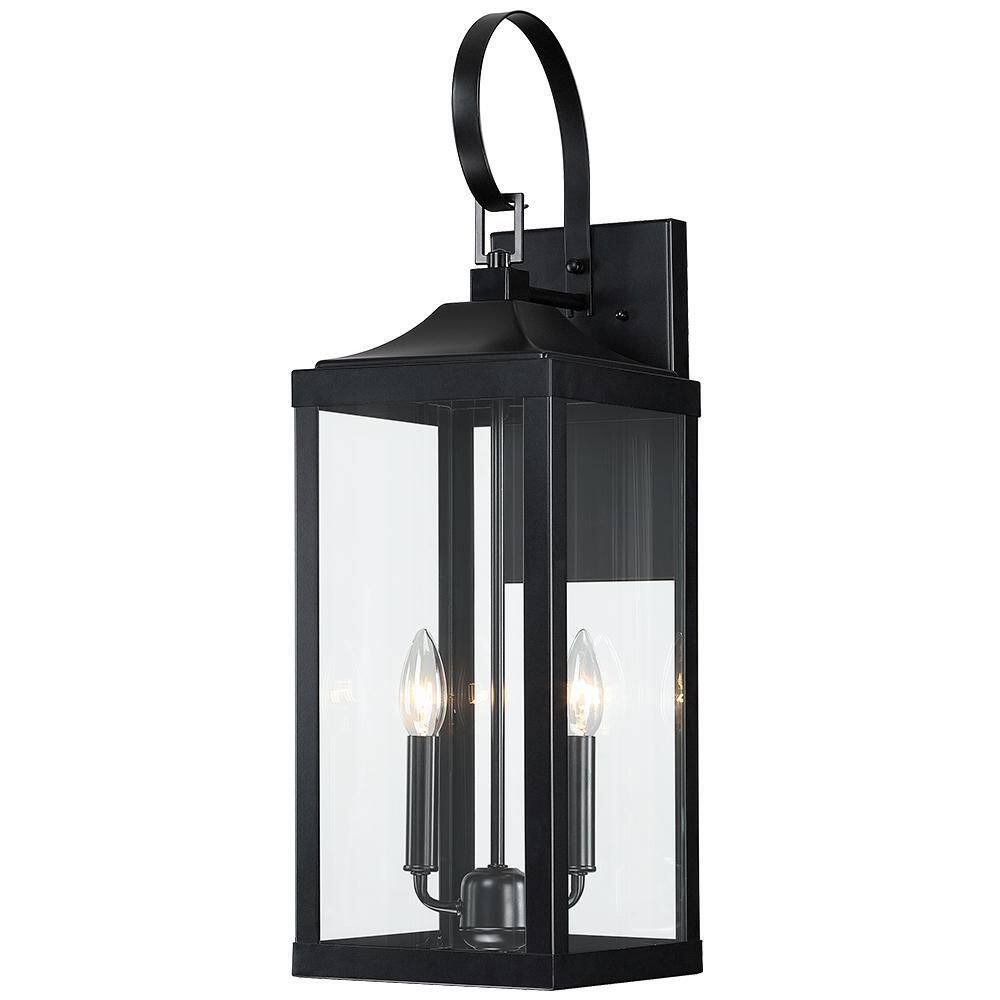 TRUE FINE Jefferson 2-Light 25.7 in. Black Large Outdoor Wall Lantern Sconce Light TD40021OT