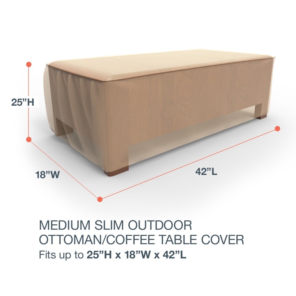 Budge Sedona Tan Outdoor Slim Patio Ottoman Coffee Table Cover Multiple Sizes