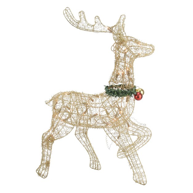 Gold Lighted Prancing Reindeer Christmas Outdoor Decoration