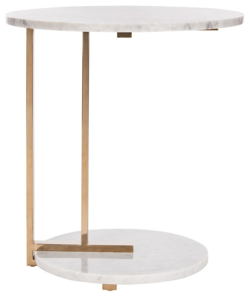 Basanti Marble End Table   Contemporary   Side Tables And End Tables   by Peachtree Fine Furniture  Houzz