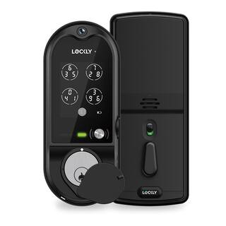 Lockly Vision Matte Black Deadbolt Smart Lock with Video Doorbell 2-Way Audio Keypad 3D Fingerprint Full Mobile App control PGD798MB