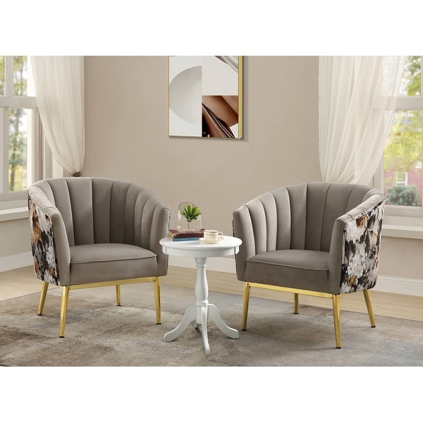 ACME Colla Accent Chair in Gray Velvet and Gold