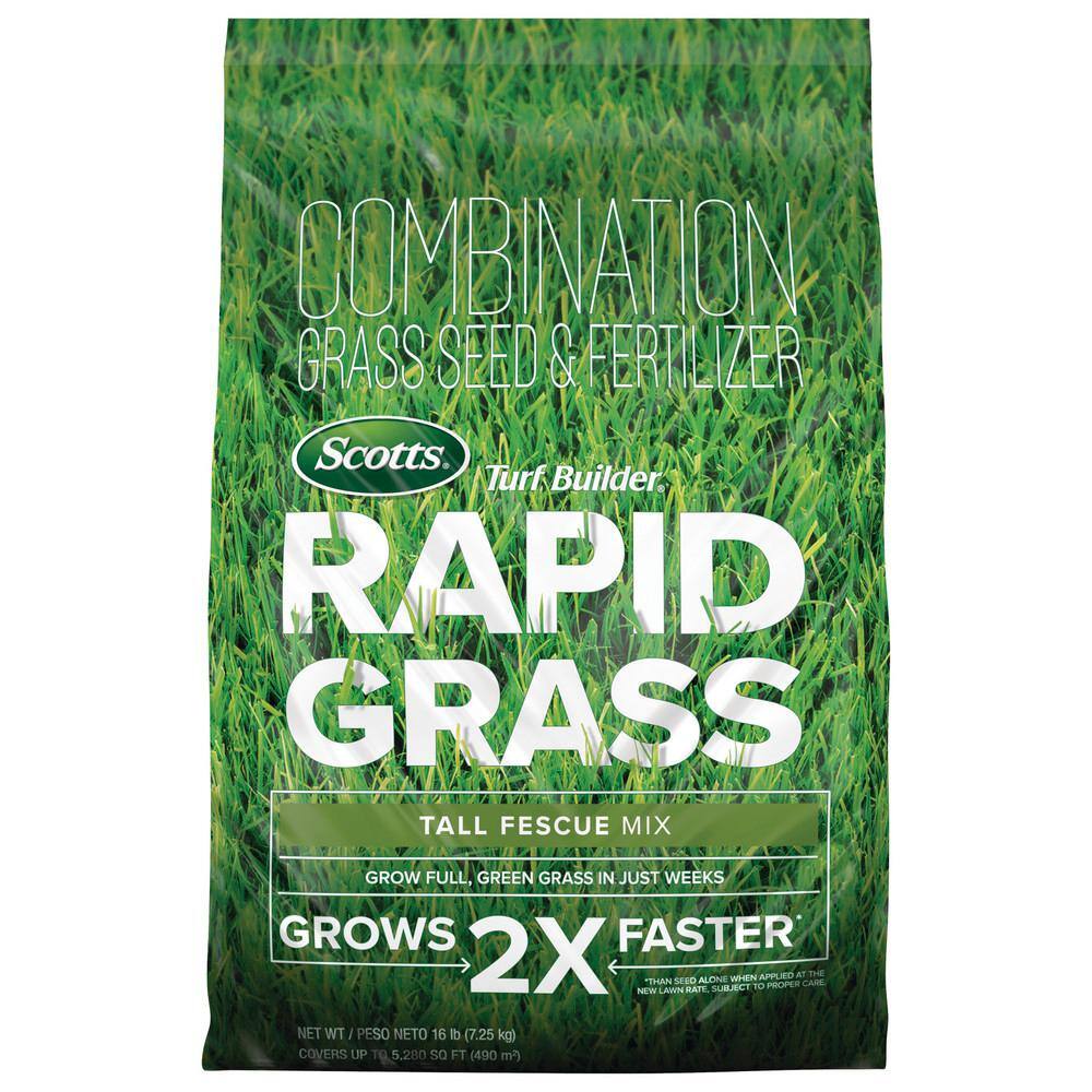 Scotts Turf Builder 16 lbs. Rapid Grass Tall Fescue Mix Combination Seed and Fertilizer Grows Green Grass in Just Weeks 18228-1