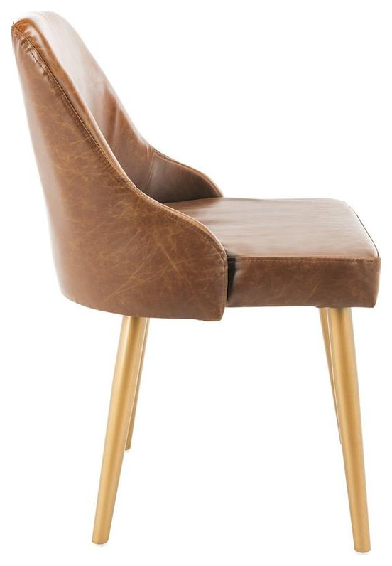 Celeste Upholstered Dining Chair set of 2 Light Brown / Gold   Midcentury   Dining Chairs   by Peachtree Fine Furniture  Houzz