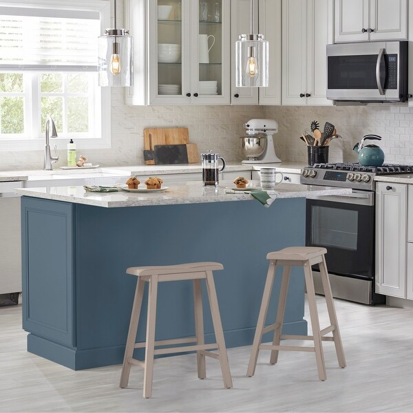 Moreno Wood Backless Counter Height Stool， Distressed Gray