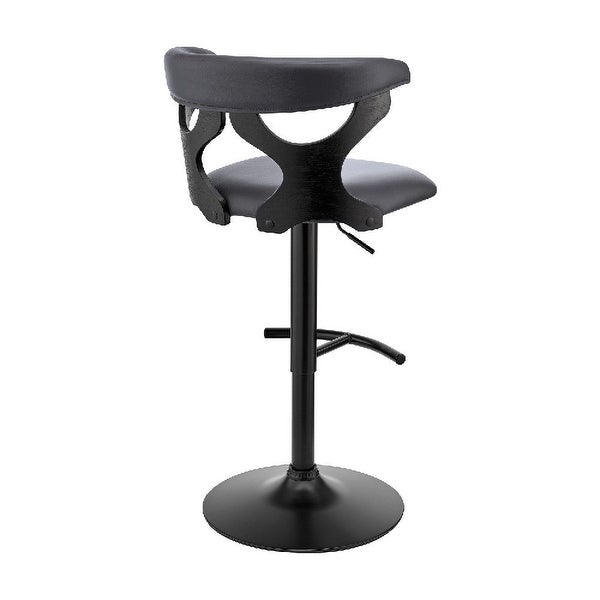 Adjustable Barstool with Curved Cut Out Wooden Back - 20 L X 20 W X 43 H Inches