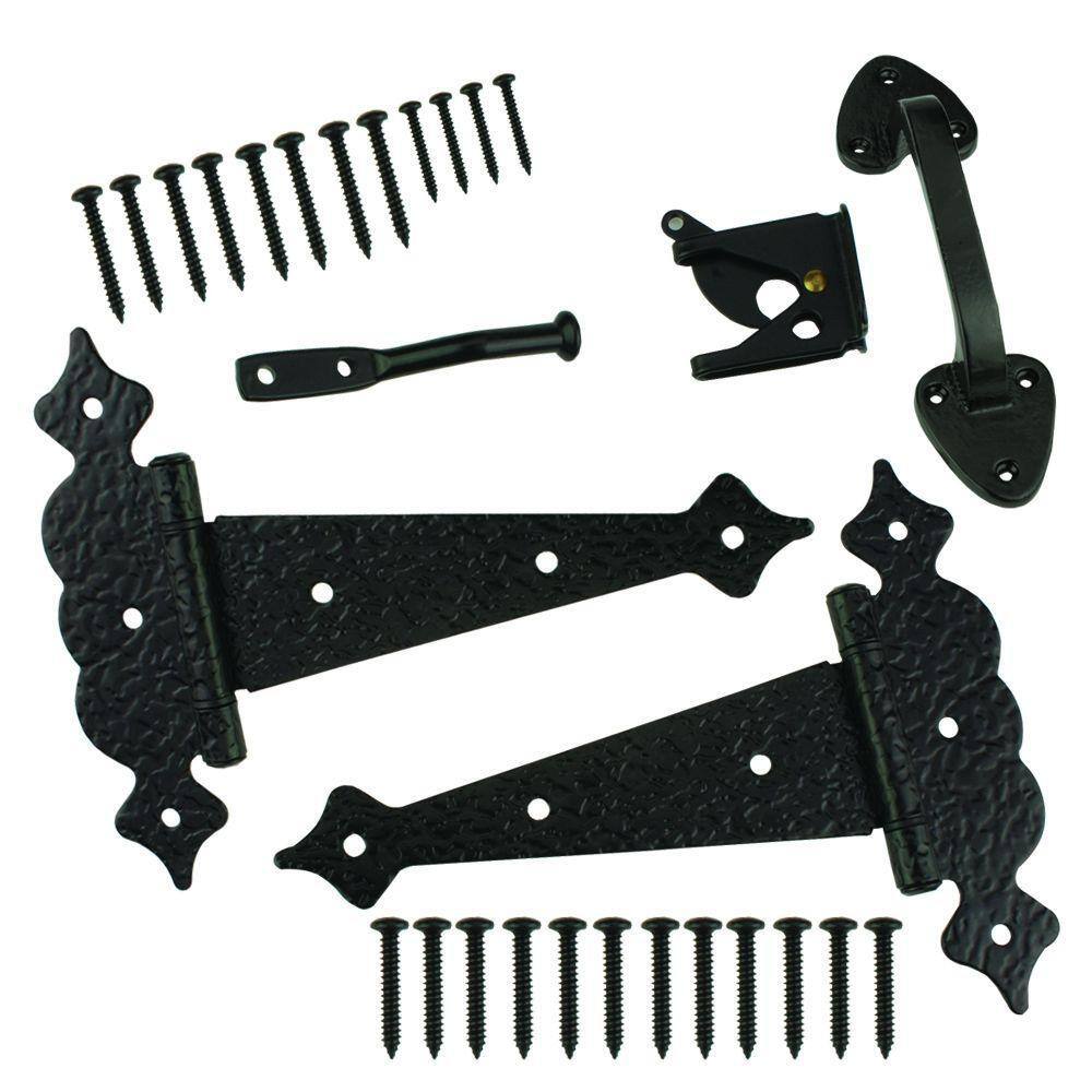 Everbilt Black Stainless Steel Decorative Gate Tee Hinge and Latch Set 60209