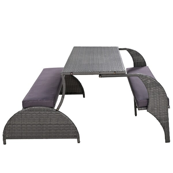 Roomfitters Versatile Outdoor Loveseat Converts to Four Seats and a Table，Durable Design，Ideal for Gardens，Lawns，Patio