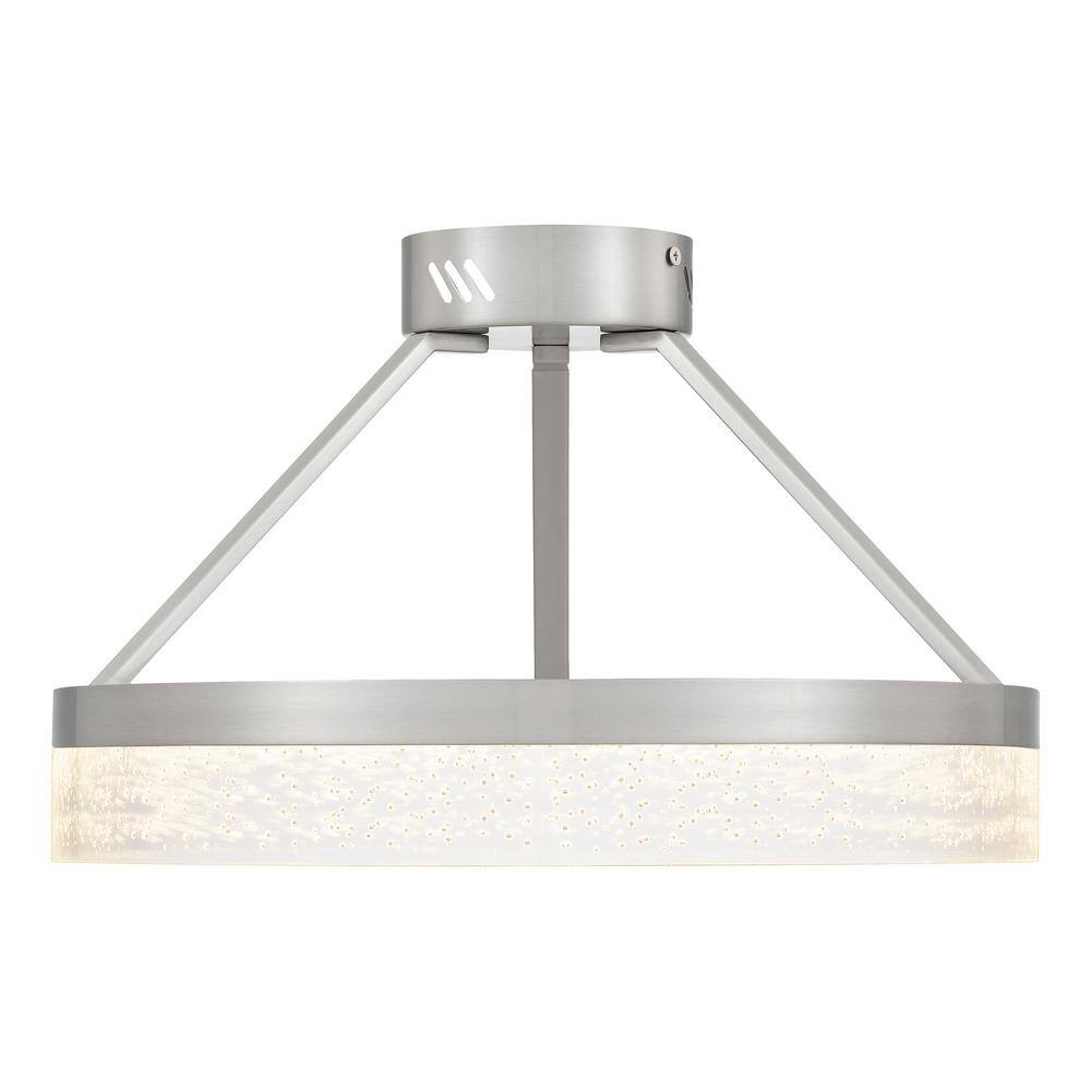 SMRTLite by NBG HOME 15.75 in. Brushed Nickel Integrated LED Semi-Flush Mount with Bubble Shade DS18780