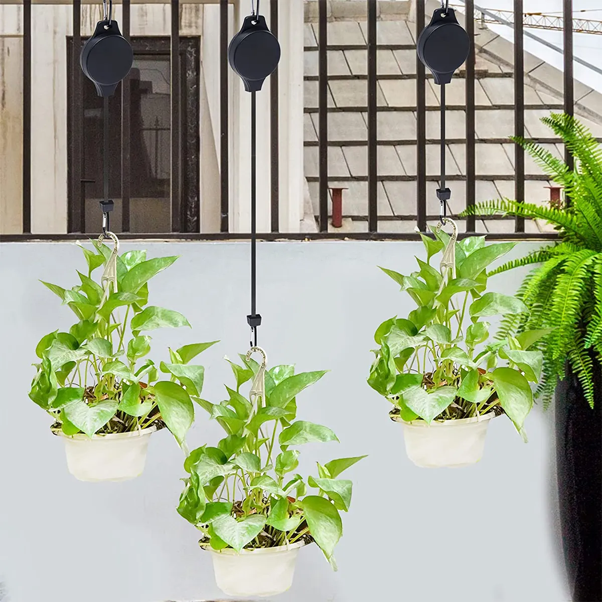 Garden Baskets Pots Hanging Hook Adjustable Lift Plant Pulley Set Retractable Pulley Pull Down Hanger Plants Flower Hanger Hook