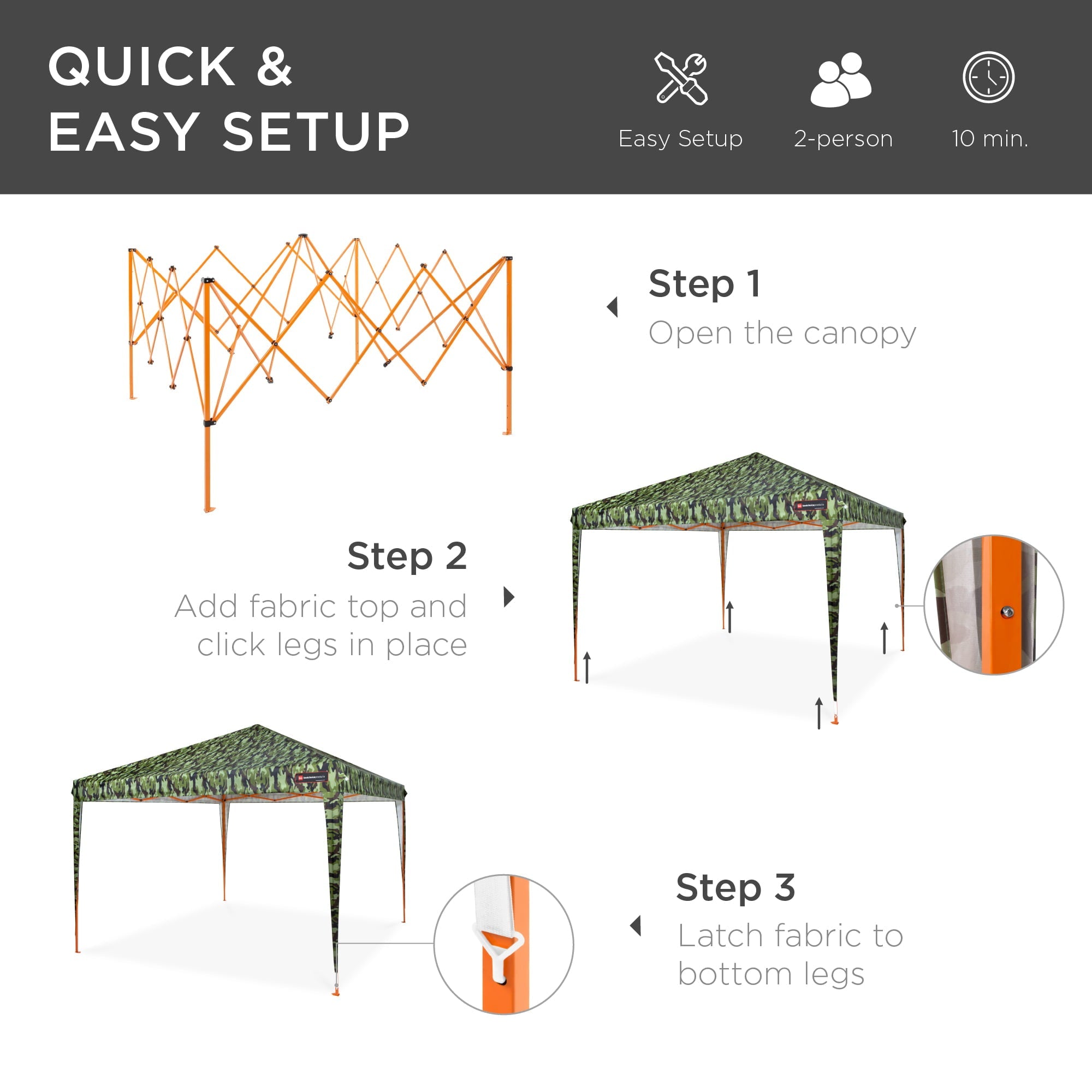 Best Choice Products 10x10ft Outdoor Portable Adjustable Instant Pop Up Gazebo Canopy Tent w/ Carrying Bag - Camo