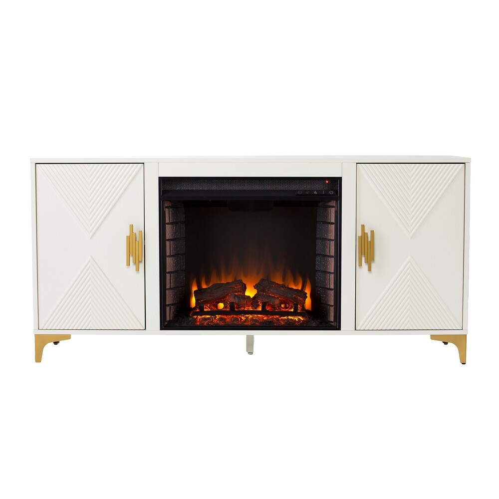 SEI Furniture Lillyvale Contemporary Media TV Stand with Electric Fireplace Insert and Storage