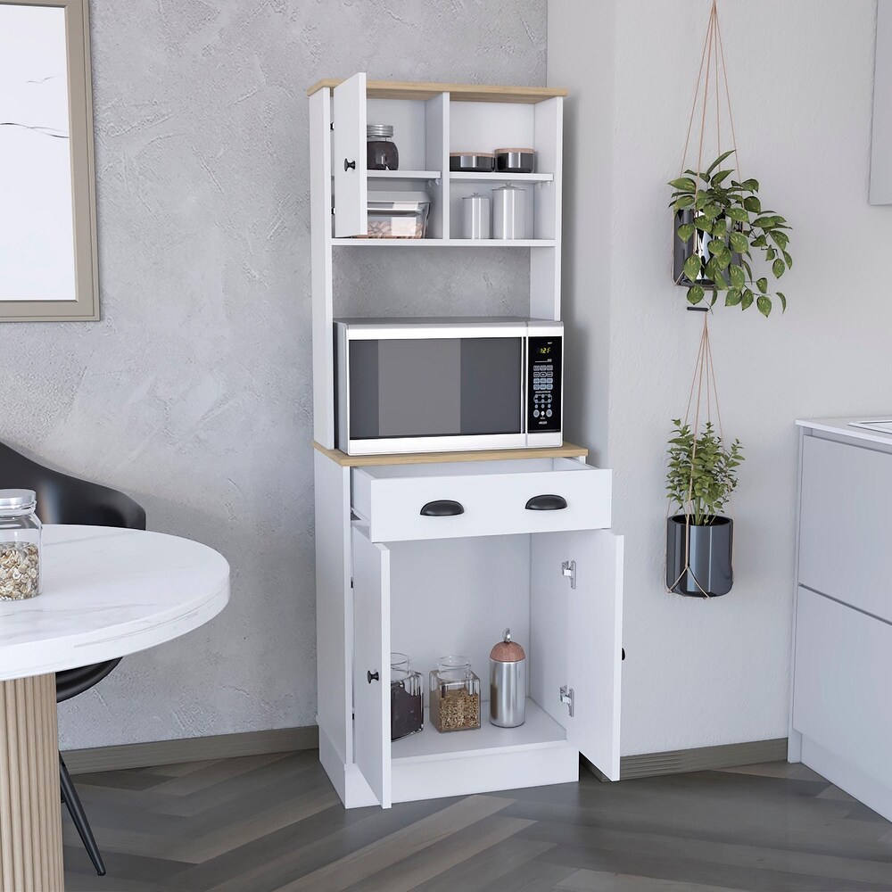 Wooden Pantry Cabinet with Drawer and 3 Doors