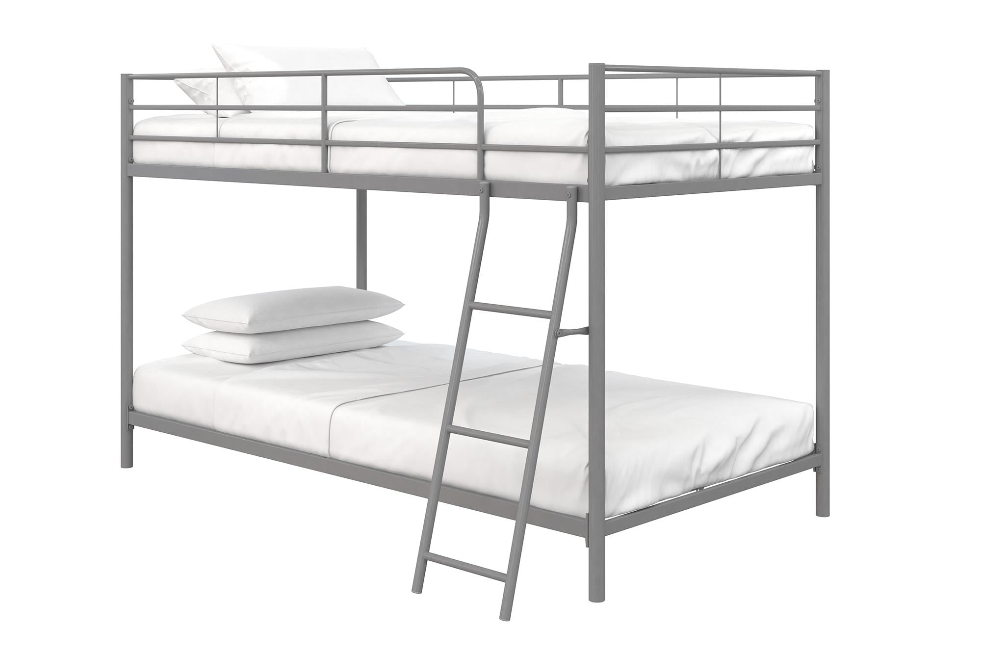 Mainstays Small Space Junior Twin over Twin Metal Bunk Bed, Silver