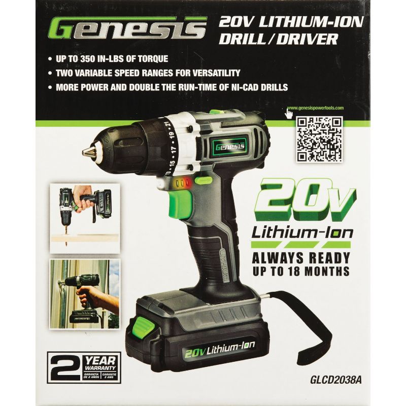 Genesis 20V Lithium-Ion Cordless Drill Kit