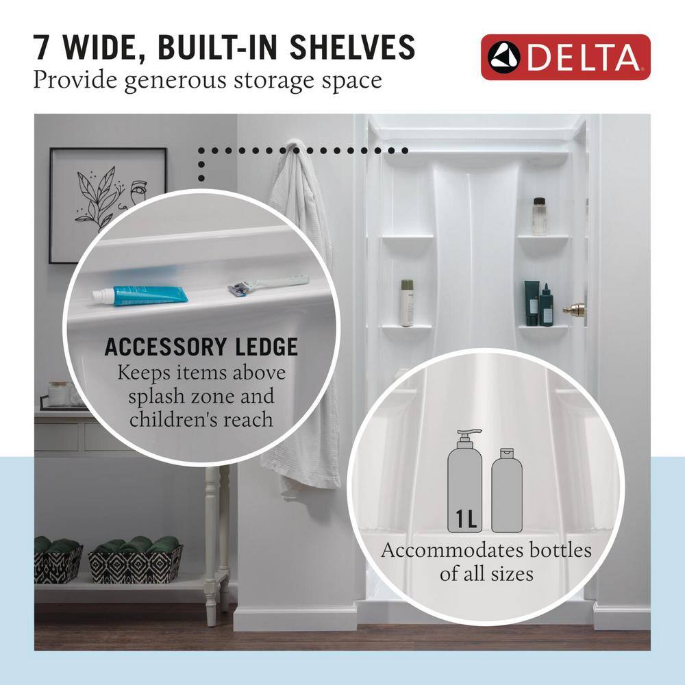 Delta Classic 500 60 in. x 30 in. Alcove Right Drain Bathtub and Wall Surrounds in High Gloss White BVS2-C512-WH