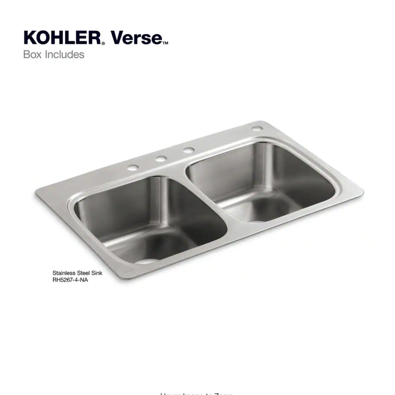 Kohler Verse Drop-In Stainless Steel 33 in. 4-Hole Double Bowl Kitchen Sink