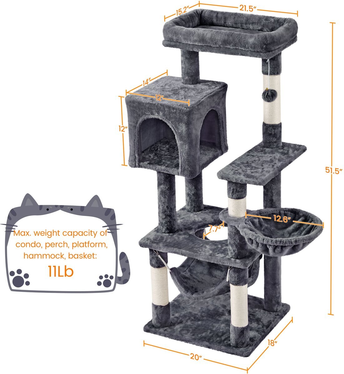 Yaheetech 51.5-in Plush Cat Tree Condo