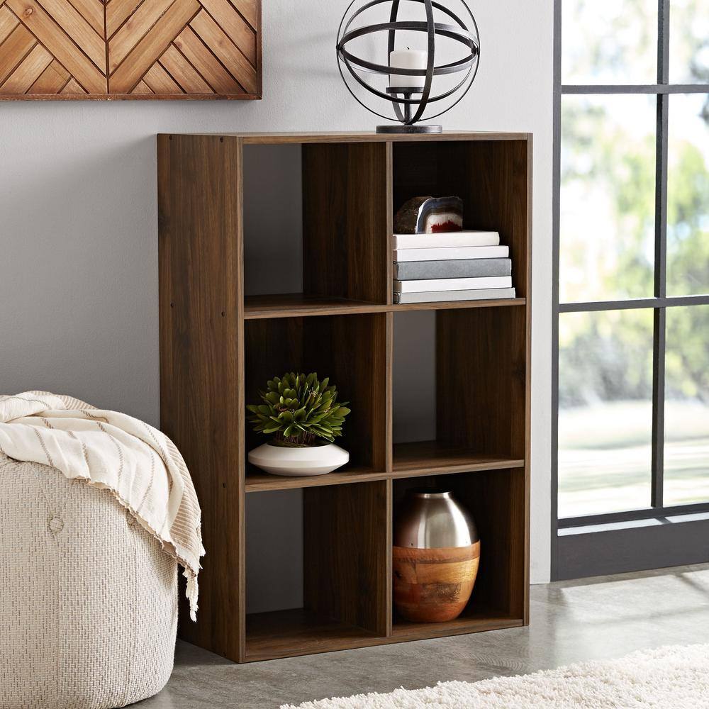 36 in. H x 24 in. W x 12 in. D Canyon Walnut 6- Cube Organizer TG887CW