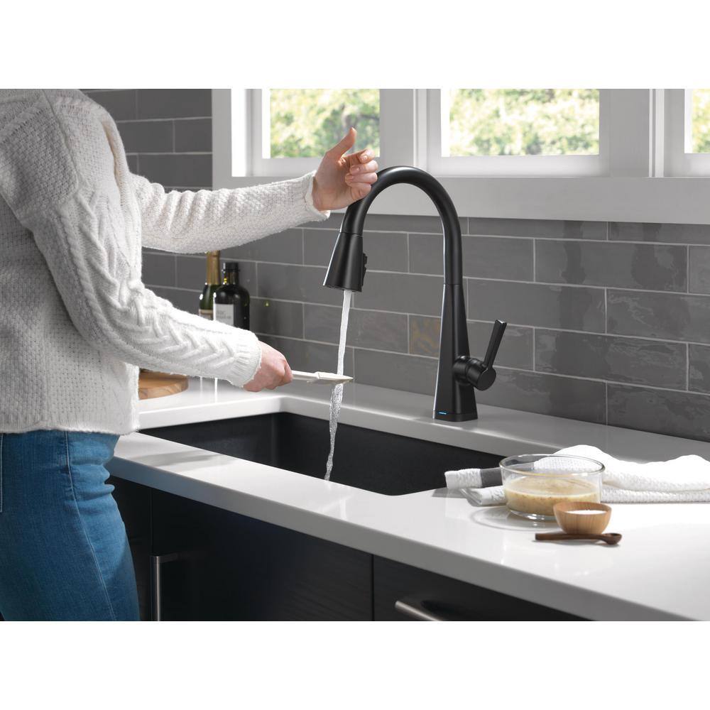 Delta Lenta Touch Single-Handle Pull-Down Sprayer Kitchen Faucet with ShieldSpray Technology in Matte Black 19802TZ-BL-DST