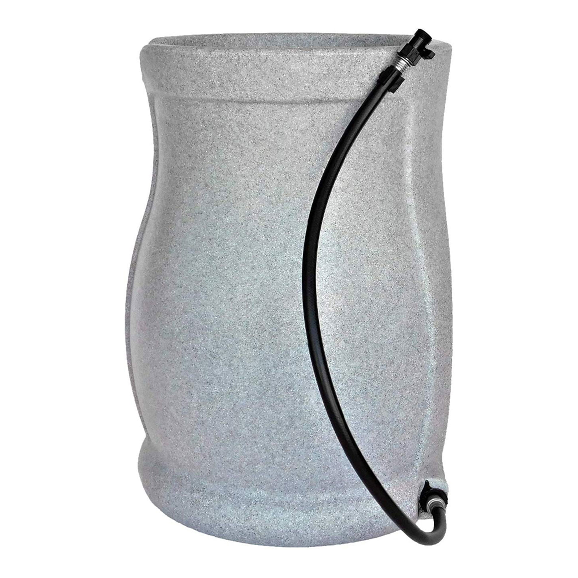 FCMP Outdoor RB-CAT Catalina 45 Gallon Water Rain Catcher Barrel， Granite