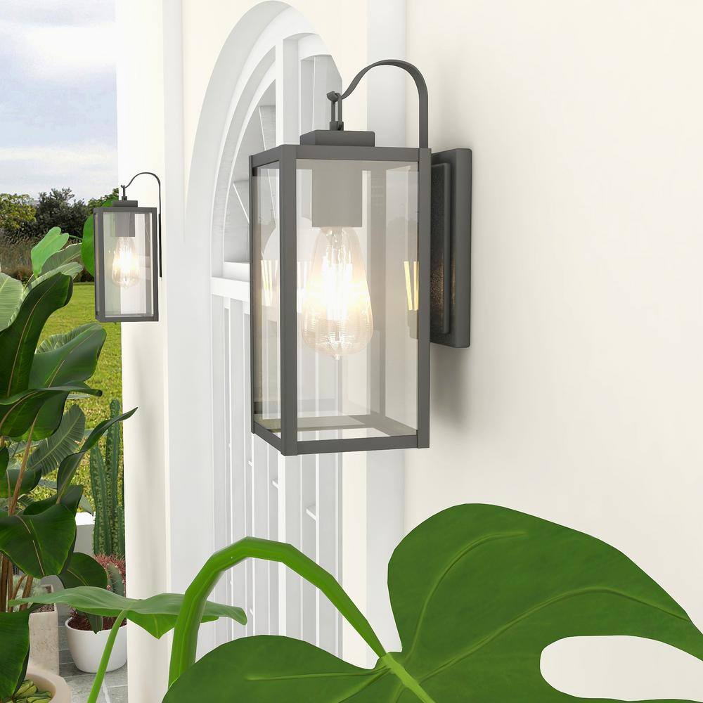 Uixe 1-Light Matte Black Outdoor Wall Lantern Sconce SSINL12151