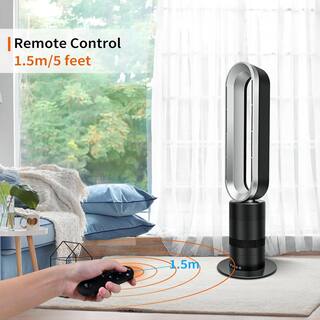 dubbin 32 in. Space Heater Bladeless Tower Fan Heater and Fan Combo 9H Timer 10 Speeds Remote Control Black FXFAN-7004