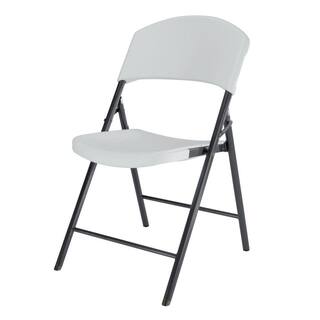 Lifetime White Plastic Seat Metal Frame Outdoor Safe Folding Chair (Set of 4) 42810