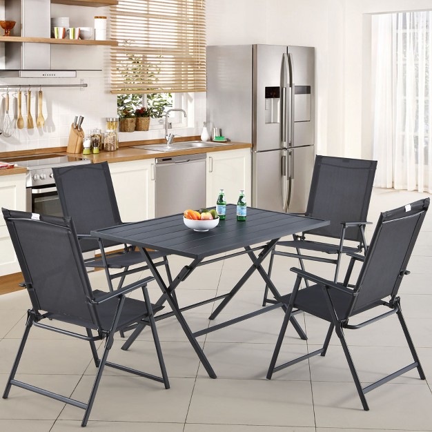 Costway 5 Pcs Patio Dining Furniture Set Armchairs Folding Table No Assembly