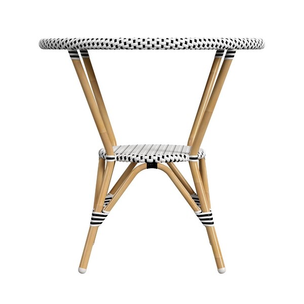 Tobias Outdoor Rattan and Metal Round Bistro Table