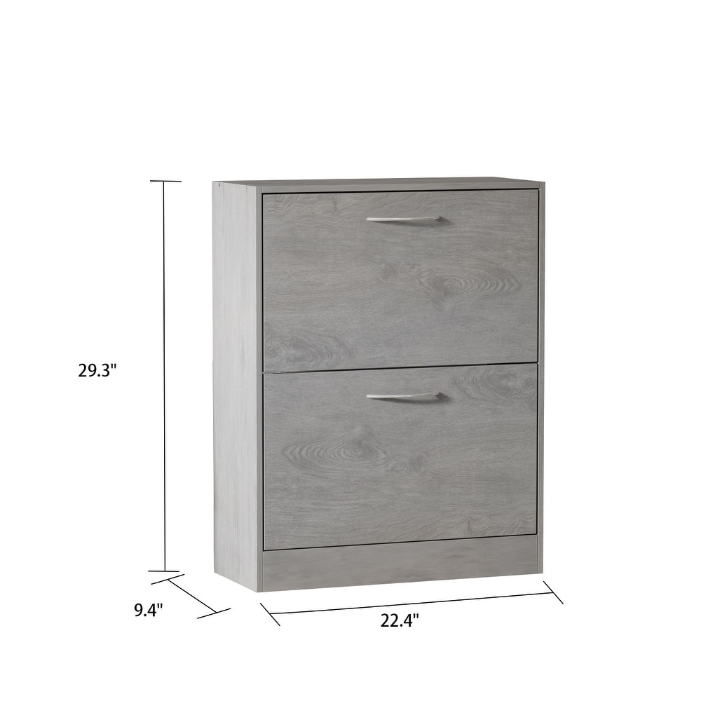 Timechee Grey Entryway Shoe Spcase Saving Cabinet with 2 Drawers