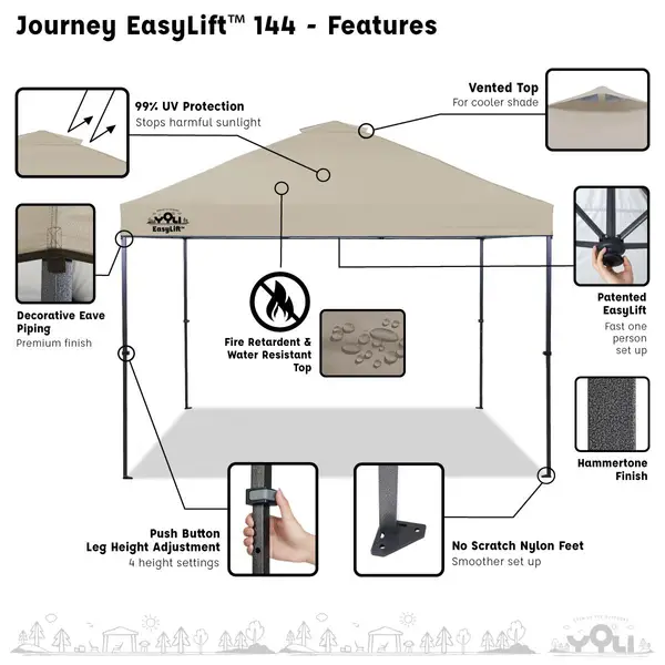 YOLI 12'x12' Journey EasyLift 144 Instant Canopy