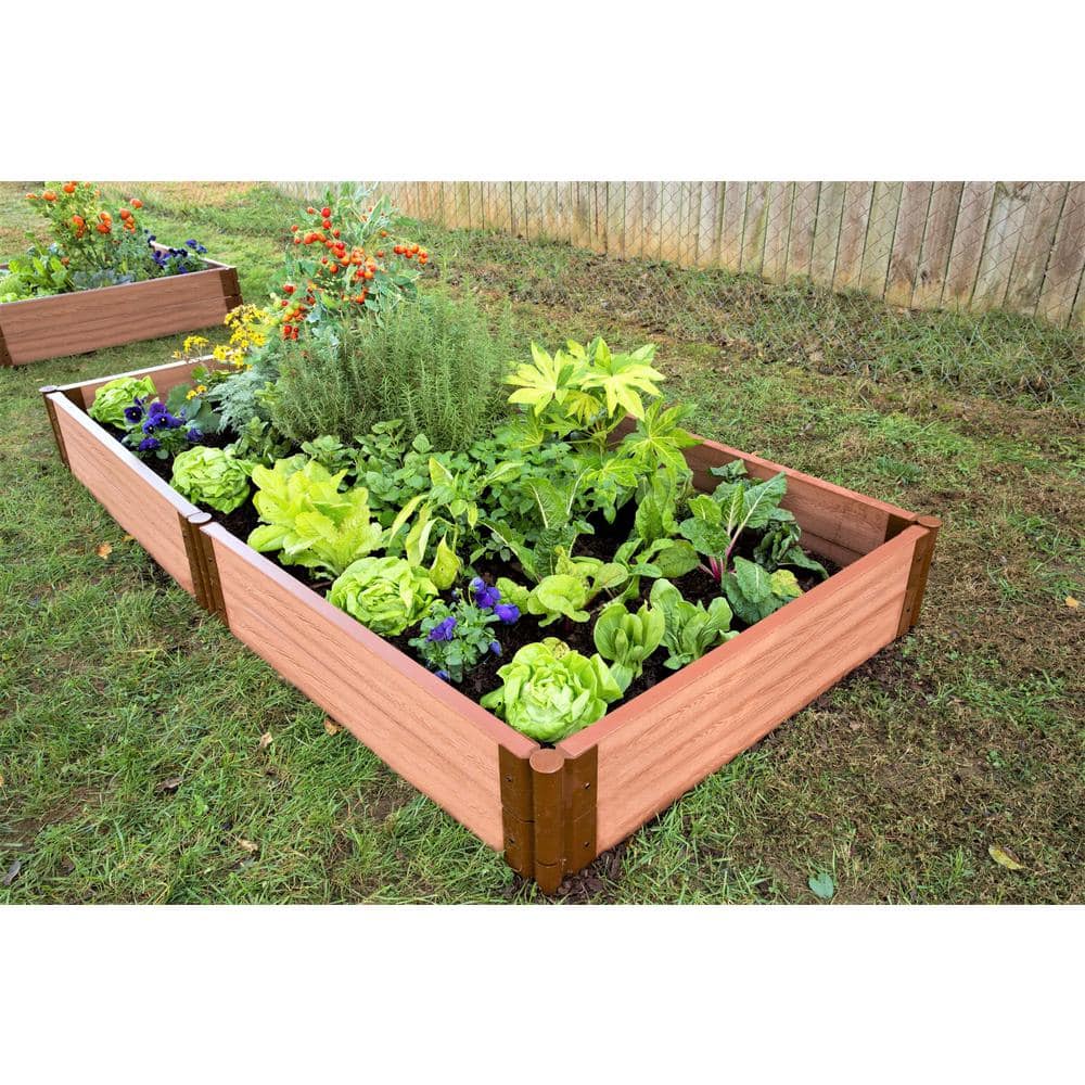 Frame It All Two Inch Series 4 ft. x 8 ft. x 11 in. Classic Sienna Composite Raised Garden Bed Kit 300001091