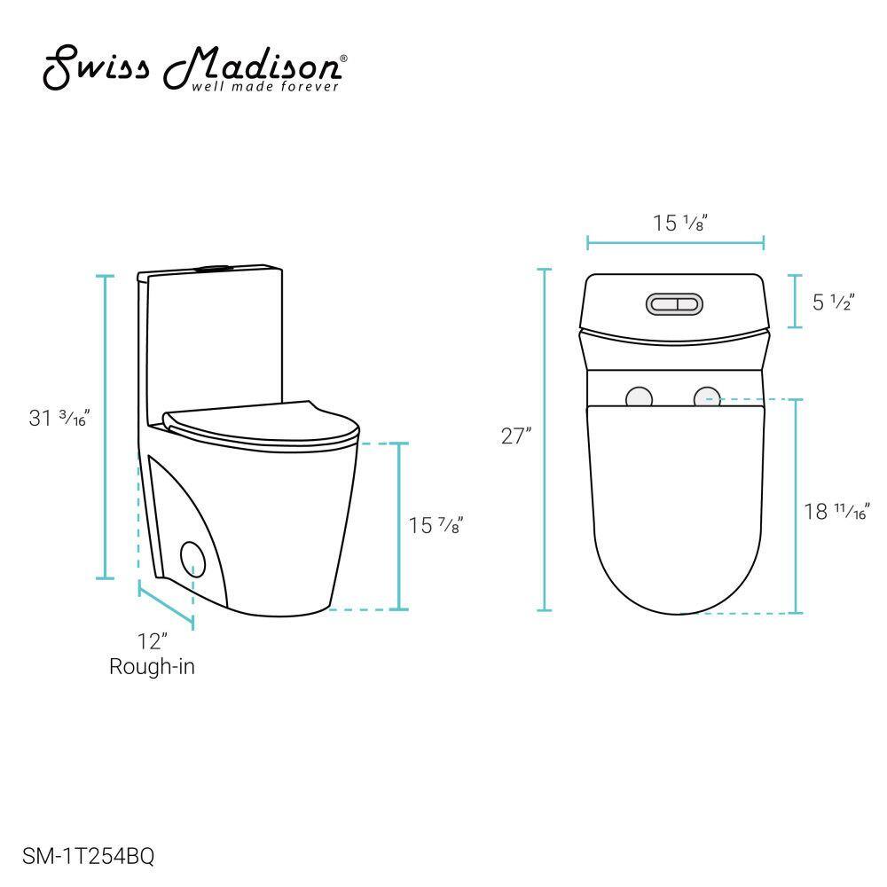 Swiss Madison St. Tropez 1-Piece 1.11.6 GPF Dual Flush Elongated Toilet in Bisque Seat Included SM-1T254BQ