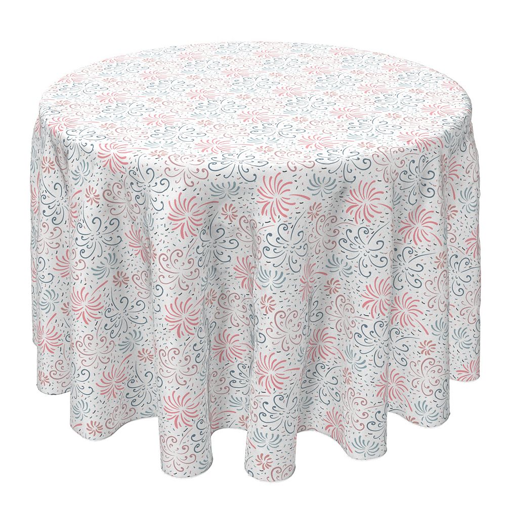 Round Tablecloth， 100% Cotton， 60 Round， Fireworks Doodle