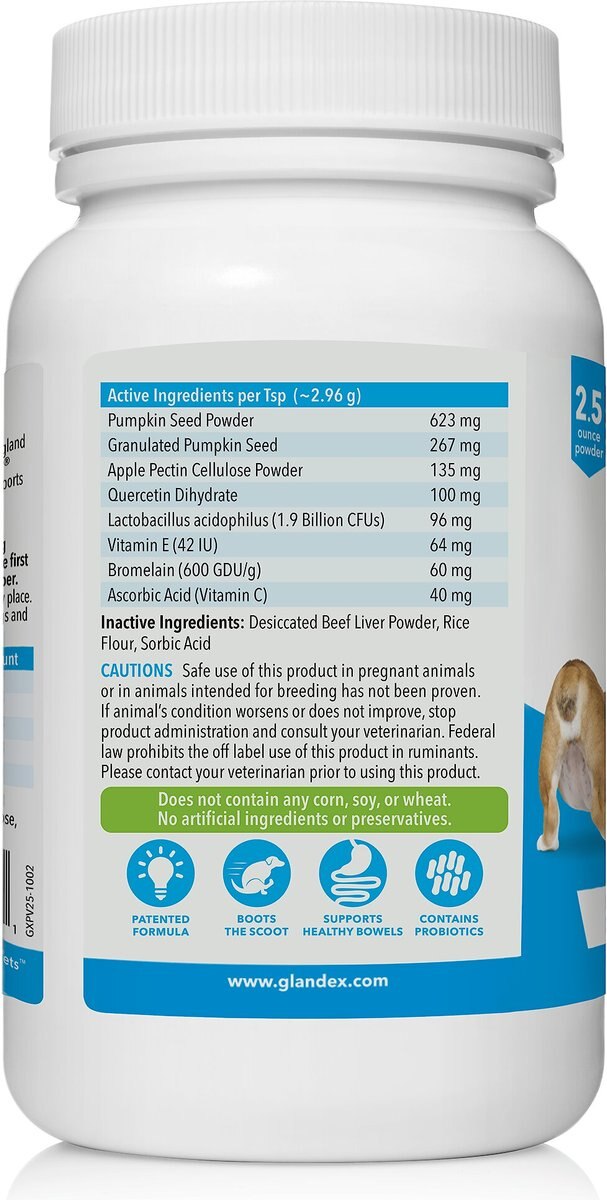 Vetnique Labs Glandex Anal Gland and Probiotic Beef Liver Flavored Pumpkin Fiber and Digestive Powder Supplement for Dogs and Cats