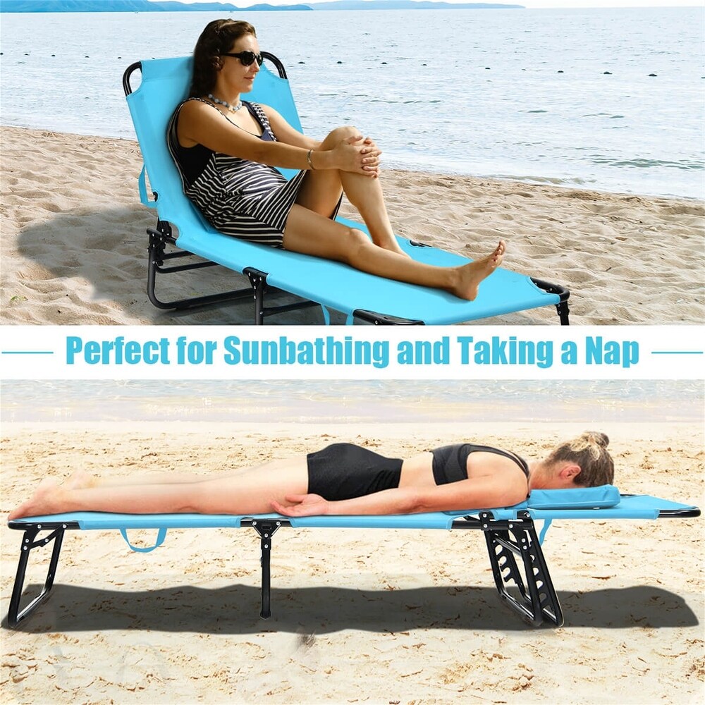 Outdoor Folding Chaise Beach Pool Patio Lounge Chair Bed