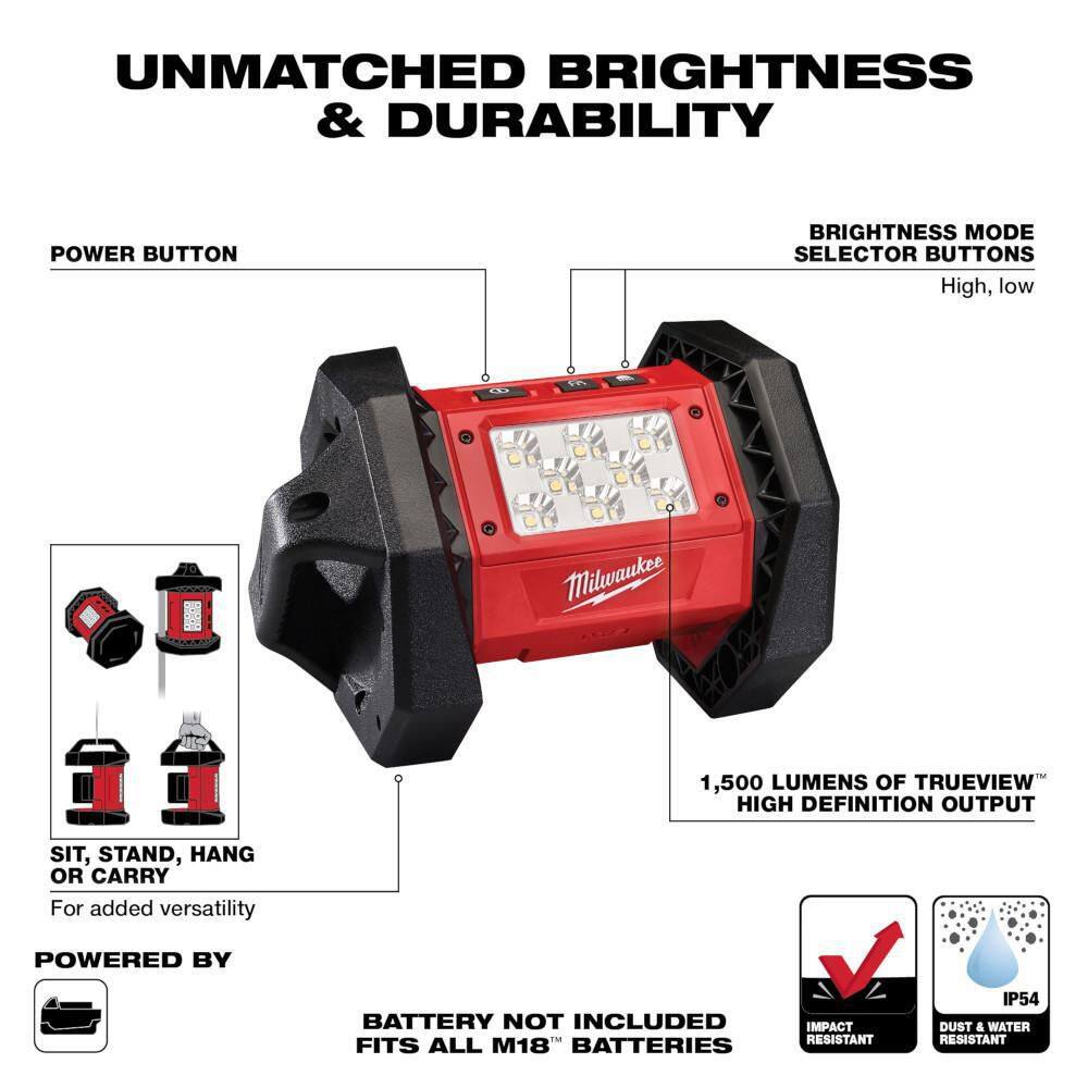 MW M18 ROVER 18-Volt Lithium-Ion Cordless 1500 Lumens LED Flood Light (Tool-Only) 2361-20