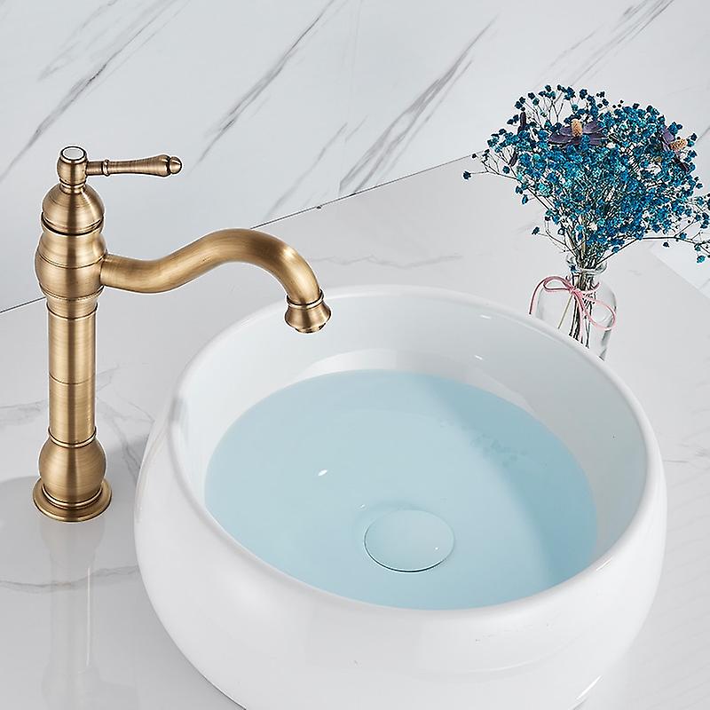 Rozin Antique Brass Basin Faucet 5 Colors Deck Mounted Single Handle Bathroom Crane Long Spout Lavatory Sink Hot Cold Mixer Tap