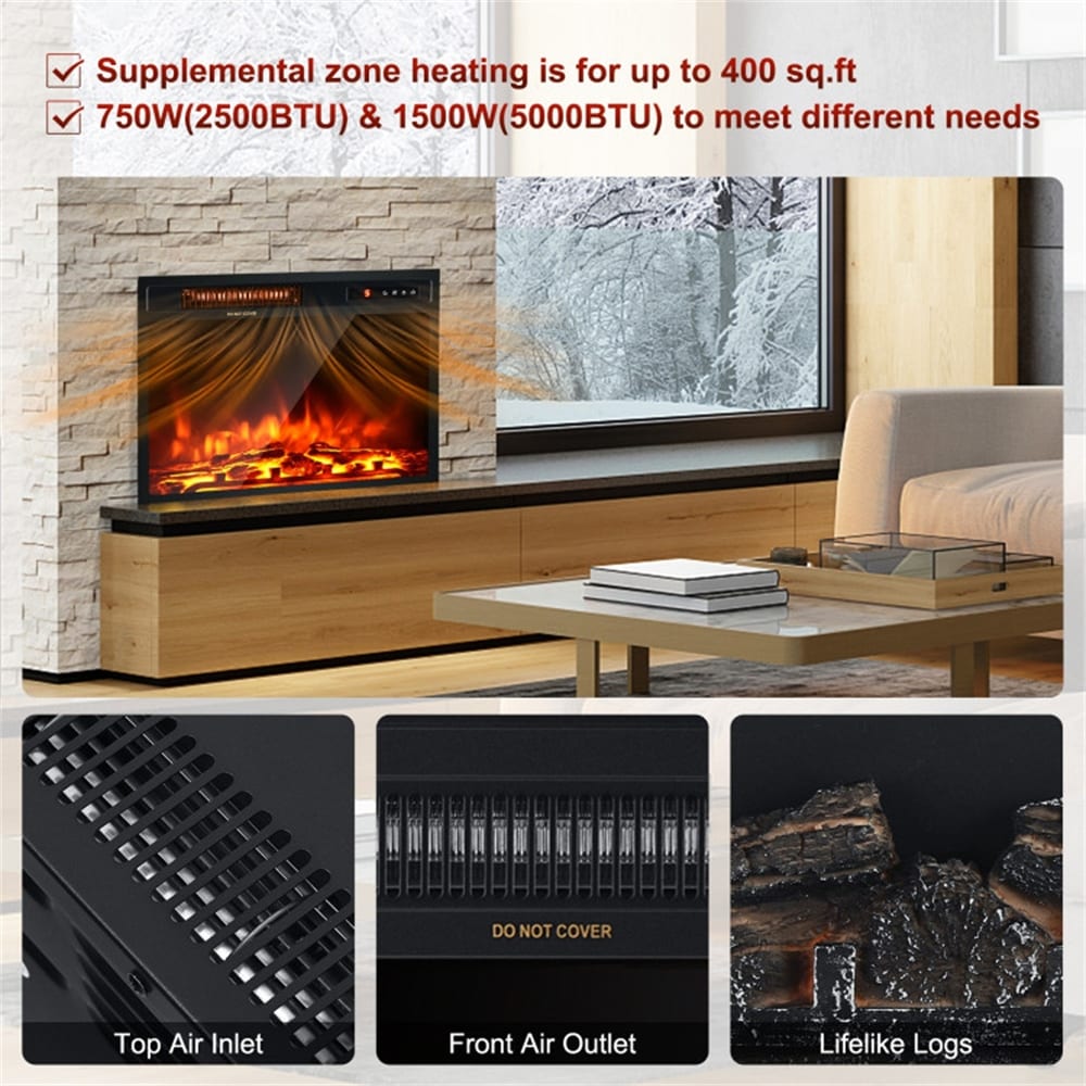 Modern 18 Inch 1500W Adjustment Temperature Electric Fireplace