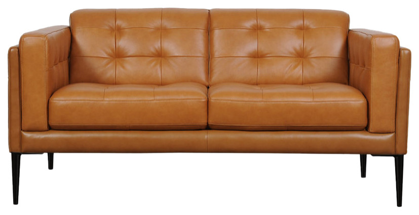 Murray Full Leather Loveseat  Tan   Midcentury   Loveseats   by Moroni  Houzz