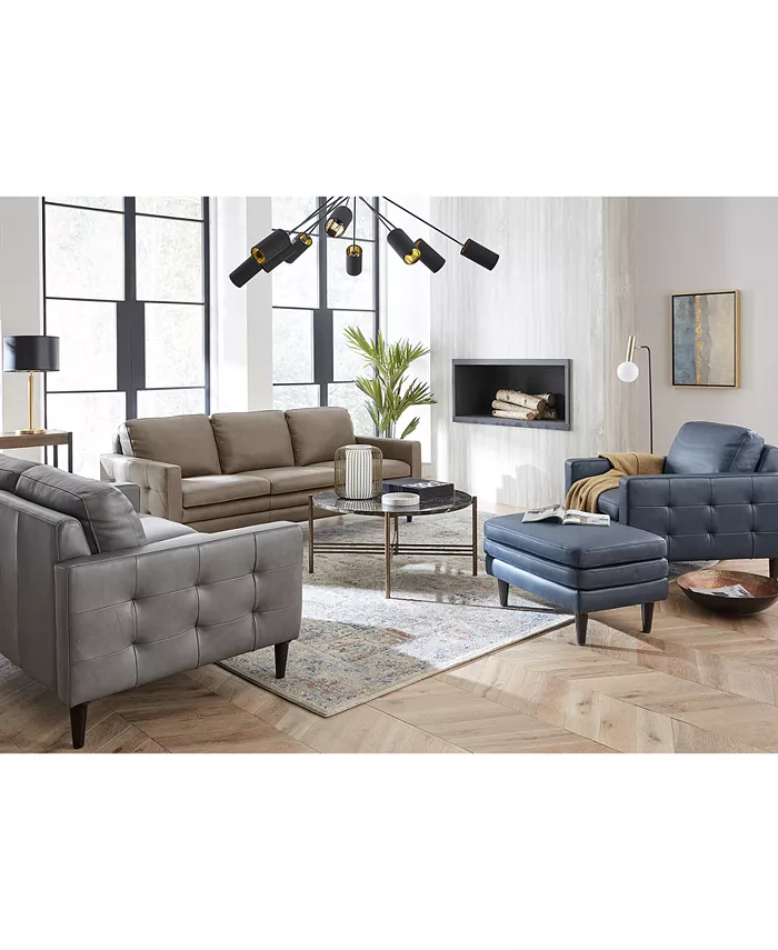 Furniture CLOSEOUT! Locasta 84 Tufted Leather Sofa