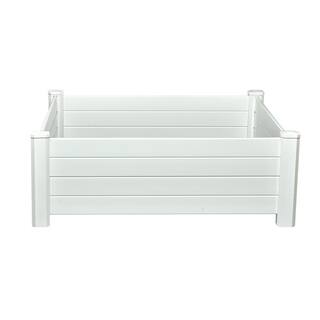 Vigoro 4 ft. x 4 ft. x 15 in. White Vinyl Raised Garden Bed 26001V