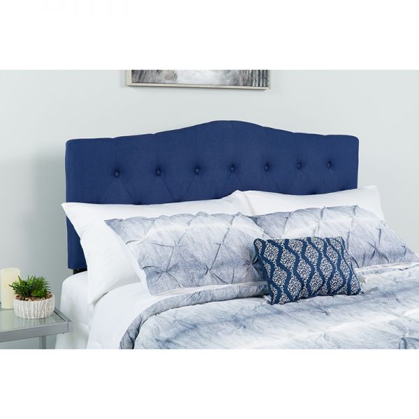 Cambridge Tufted Upholstered Queen Size Headboard in Navy Fabric