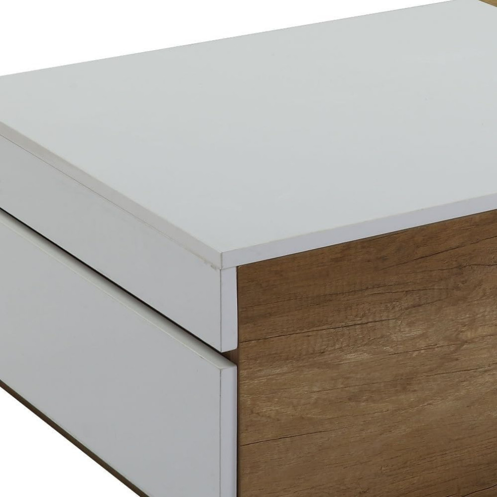 Modern Rectangular Coffee Table  Wooden Frame With 2 Storage Drawers  White/Oak   Modern   Coffee Tables   by Decor Love  Houzz